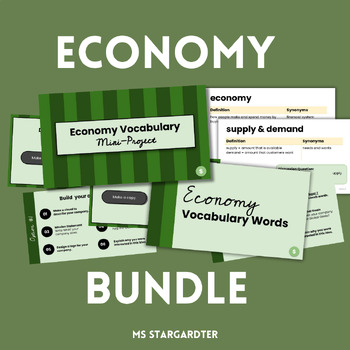Preview of Economy Vocabulary Words Unit | Editable | Social Studies | Mini-Project