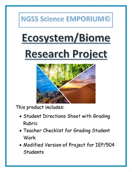 Preview of Ecosystem/Biome Research Project *Digital Friendly*