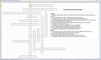 Preview of Ecosystem Crossword Puzzle (electronically fillable & printable)
