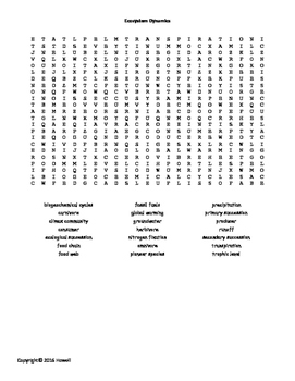 Ecosystem Word Search Worksheets Teaching Resources Tpt