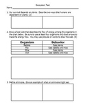 Ecosystem, Food Chain and Food Web Unit Test