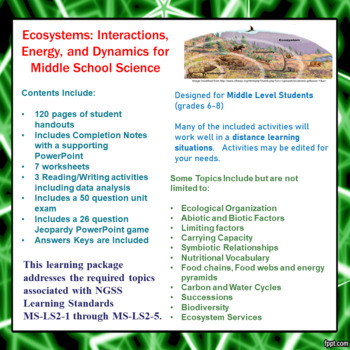 Preview of Ecosystem Interactions, Energy and Dynamics Learning Activities for MS Science