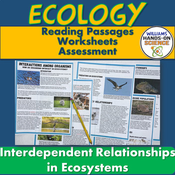 Preview of Ecosystem Interactions Reading Passages Worksheets Assessment NGSS MS-LS2-1