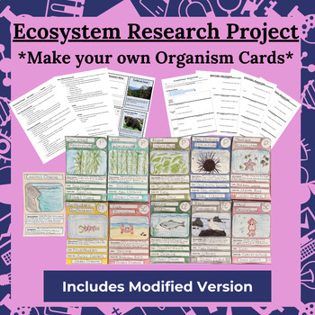 Preview of Ecosystem Research Project -Make Your Own Organism Cards (Incl. Modified Ver.)