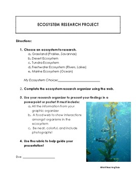 Ecosystem/Organism Research Project Organizer