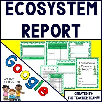 Preview of Ecosystem Research Project | Report | Google Classroom | Google Slides