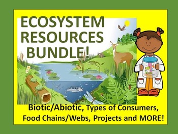 Preview of Ecosystem Resources Bundle: lessons, sorts, activities, food chain, task cards