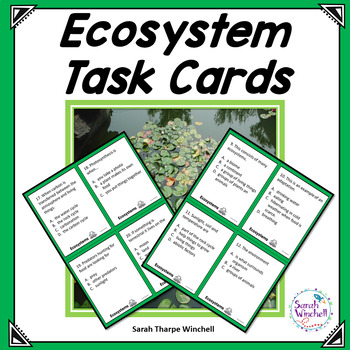 Preview of Ecosystems Task Cards Multiple Choice  NGSS Aligned Science Centers 5th Grade