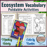 Ecosystem Vocabulary Foldable Valentine Color by Number & 