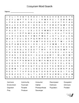 Ecosystem Word Search By Niemiller Nature Teachers Pay Teachers