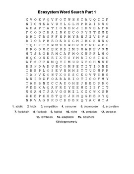 Preview of Ecosystem Word Search Activity
