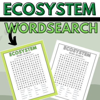 Preview of Ecosystem Word Search Game for Morning Work or a Science Vocabulary Center