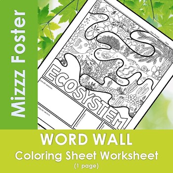 Preview of Ecosystem (type 2) Word Wall Coloring Sheet (1 pg.)