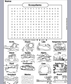 Preview of World Biomes and Ecosystems Activity: Word Search (Animal Habitats Worksheet)