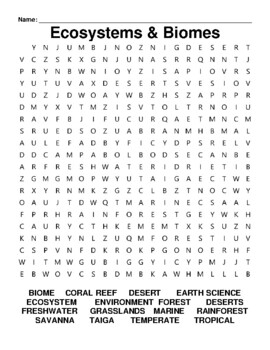 Ecosystems & Biomes Word Search by Northeast Education | TpT