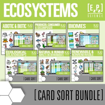 Preview of Ecosystems Card Sort Bundle | Digital and Print Science Card Sorts