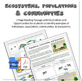 Ecosystems, Communities, & Populations Reading Passage and