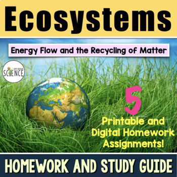 Preview of Ecosystems Homework Worksheets - Energy Flow and the Recycling of Matter