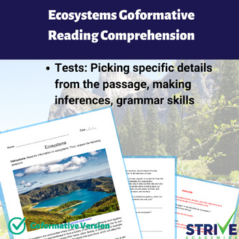 Preview of Ecosystems English Reading Comprehension Worksheet Goformative Digital Activity