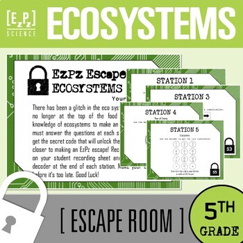 Preview of Ecosystems Escape Room | Organisms and Environments | 5th Grade Science Review