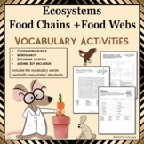 Ecosystems, Food Chain, Food Web, Science Vocabulary Worksheets