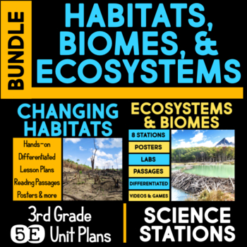 Preview of Ecosystems, Habitats, Biodiversity 5E Unit AND Science Station BUNDLE 3rd Grade