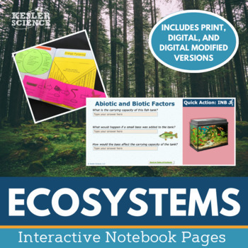 Preview of Ecosystems Interactive Notebook Pages - Print or Digital INB