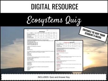 Preview of Ecosystems Quiz