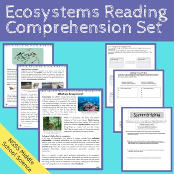 Preview of Ecosystems Reading and Writing Activities NGSS Life Science