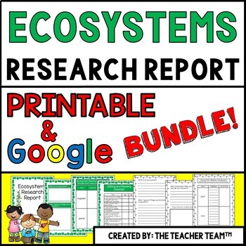 Preview of Ecosystems Report Printable and Google Slides Bundle