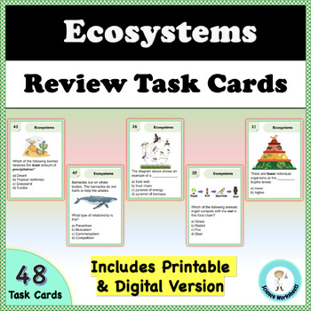 Preview of Ecosystems - Task Cards (Printable & Digital)