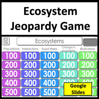 Preview of Ecosystems Science Review and NGSS Test Prep Jeopardy Science Game
