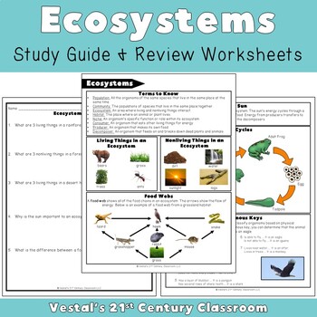 Preview of Ecosystems Study Guide and Review Worksheets - VA SOL 4.3 {PDF & Digital}