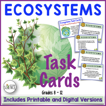 Preview of Ecosystems Task Cards - Energy Flow, Matter Recycling, Biogeochemical Cycles