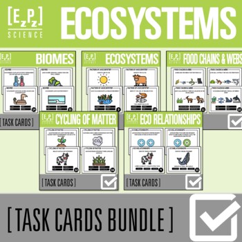 Preview of Ecosystems Task Cards Activity Bundle | Print and Digital Science Task Cards