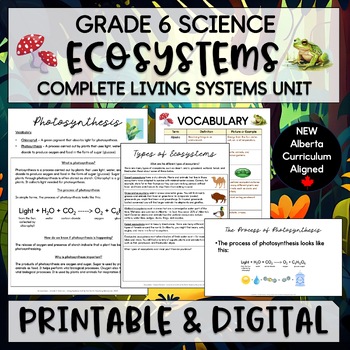 Preview of Ecosystems Unit - Grade 6 Living Systems - NEW Alberta Science Curriculum