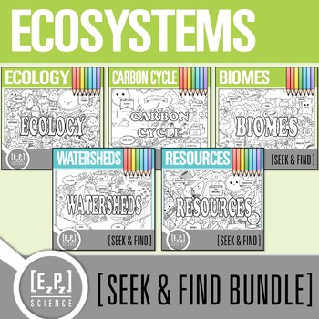 Preview of Ecosystems Vocabulary Search Activity Bundle I | Seek and Find Science Doodle