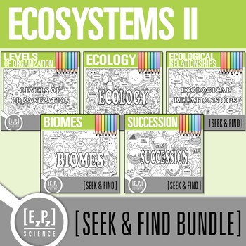 Preview of Ecosystems Vocabulary Search Activity Bundle II | Seek and Find Science Doodle