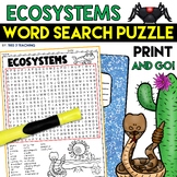 Habitats Ecosystems Biomes Word Search Activity Puzzles Wo