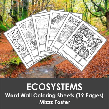 Preview of Ecosystems Word Wall Coloring Sheets (19 pages)