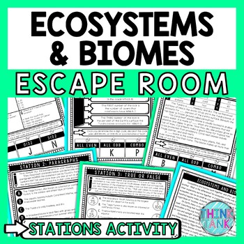 Preview of Ecosystems and Biomes Escape Room Stations - Reading Comprehension Activity