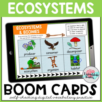 Preview of Ecosystems and Biomes Vocabulary Activities Boom Cards