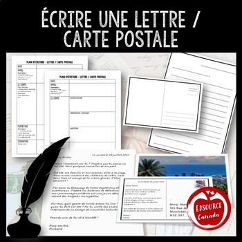 Preview of Écrire une lettre/carte postale - plans d'écriture et modèles