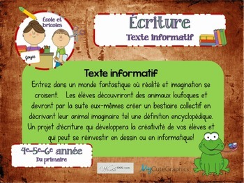 Écriture-Le bestiaire fantastique by Ecole et bricoles | TPT