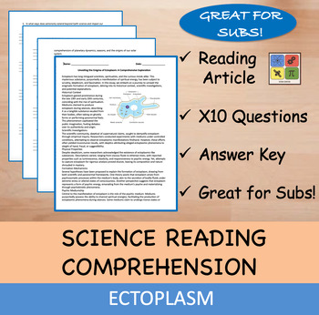 Preview of Ectoplasm - Reading Passage and x 10 Questions (EDITABLE)