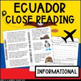 Ecuador Close Reading - South America Reading Passage and 