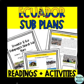 Preview of Ecuador and Galapagos Islands Culture Readings Sub Plan in English