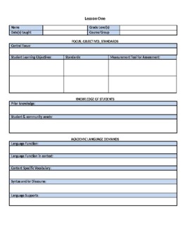 Preview of EdTPA Editable Lesson Plan Template (Microsoft Word)