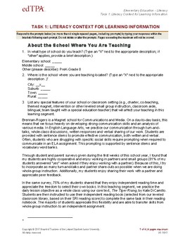 edtpa special education task 1 example