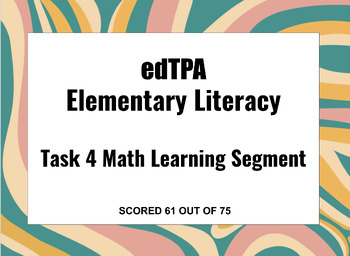 Preview of EdTPA Elementary Literacy Task 4 Math Learning Segment